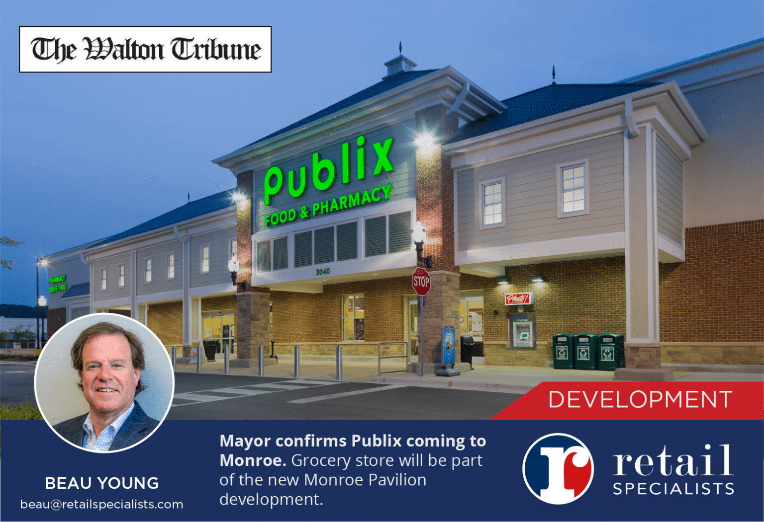 Mayor confirms Publix coming to Monroe Retail Specialists